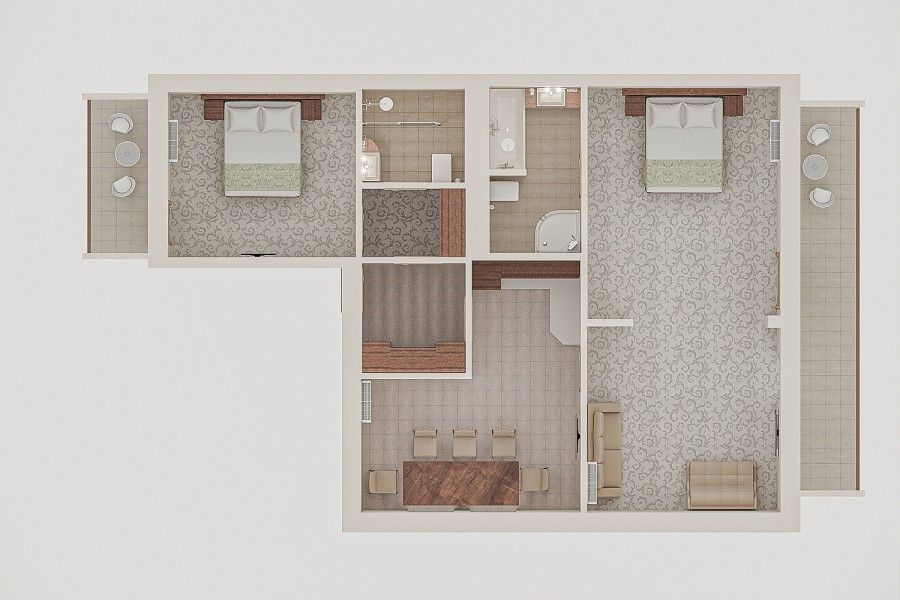 4-местный 3-комнатный Apt / Apartament