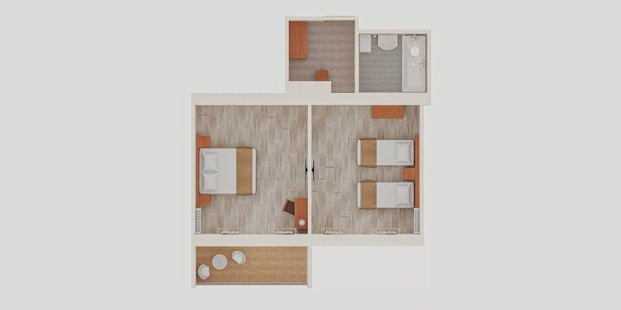 standart 4-местный 2-комнатный FmSt / Family